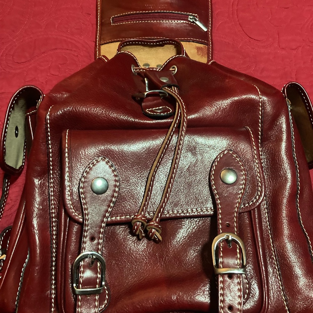 Leather Back Pack BURGUNDY